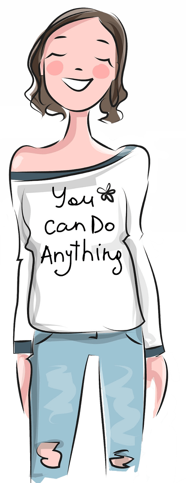 Art of a white woman with brown hair wearing a shirt that says “you can do anything” by lavnatalia on pixabay