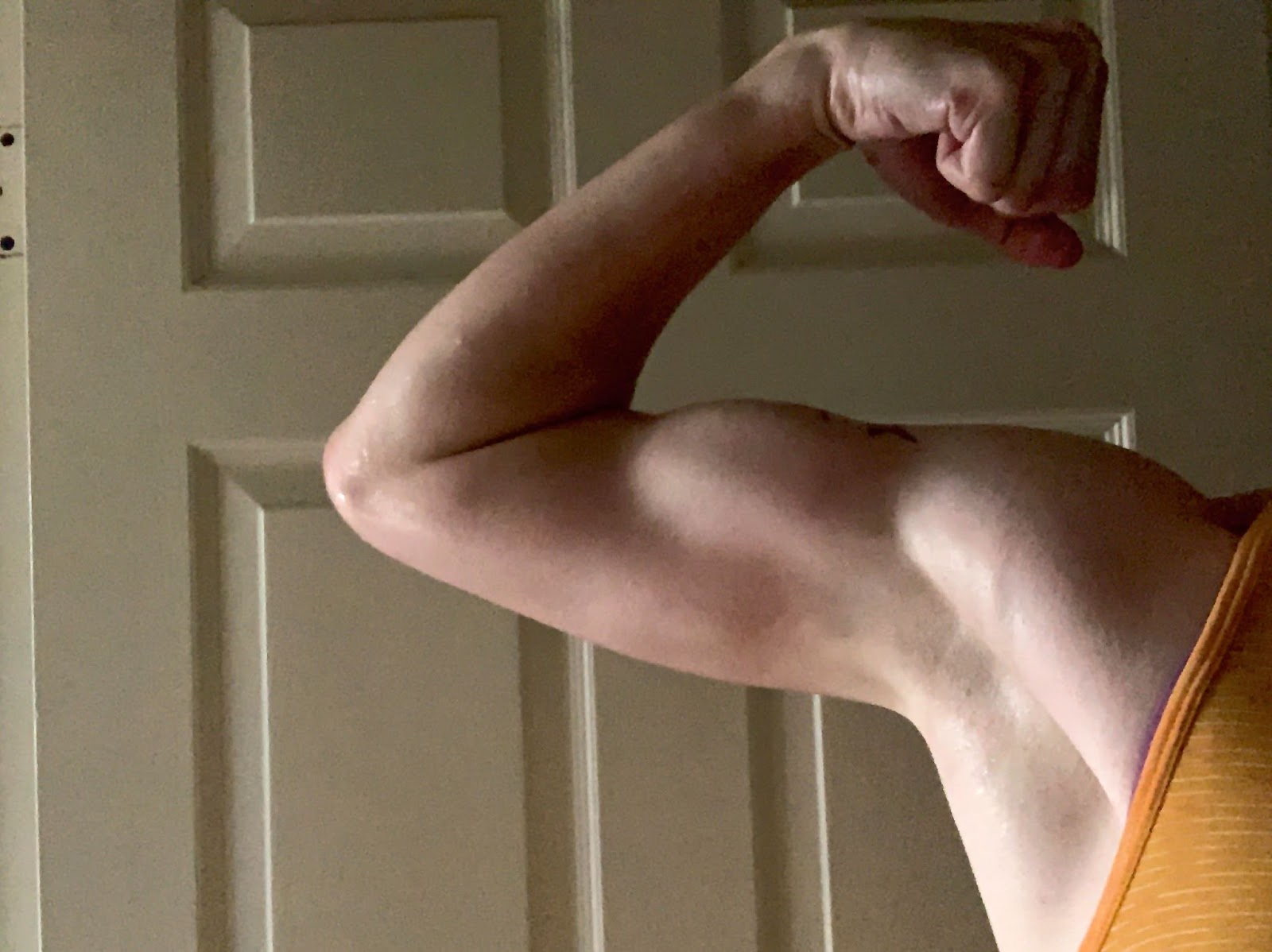 My right bicep being flexed and looking the best it ever has, tbh.