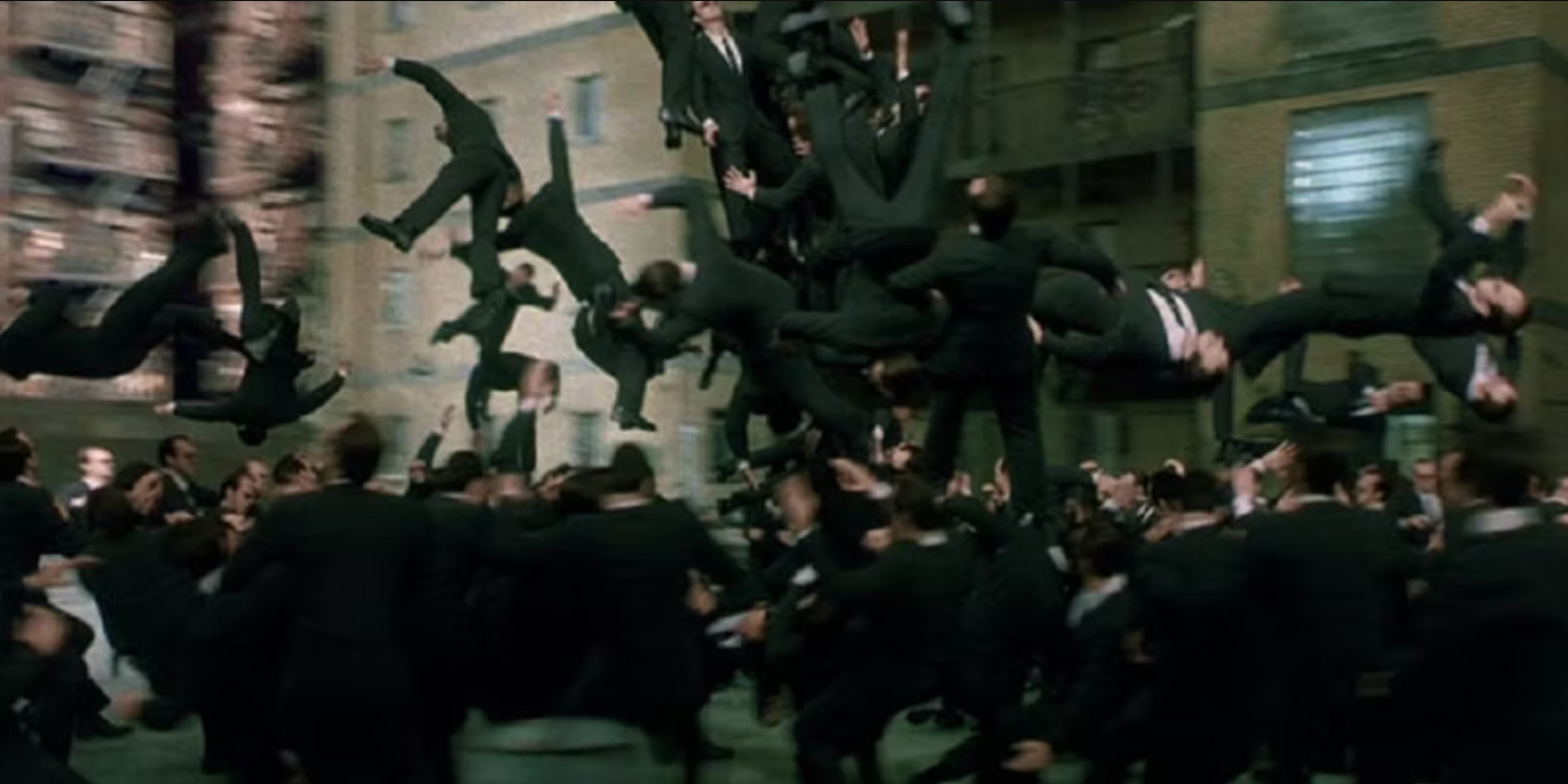 New fighting dozens of Agent Smiths in the burly brawl from Matrix Reloaded