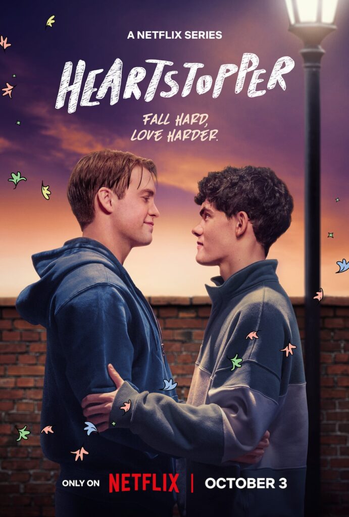 Kit Conner and Joe Locke as Nick and Charlie in the Heartstopper season 3 promo poster