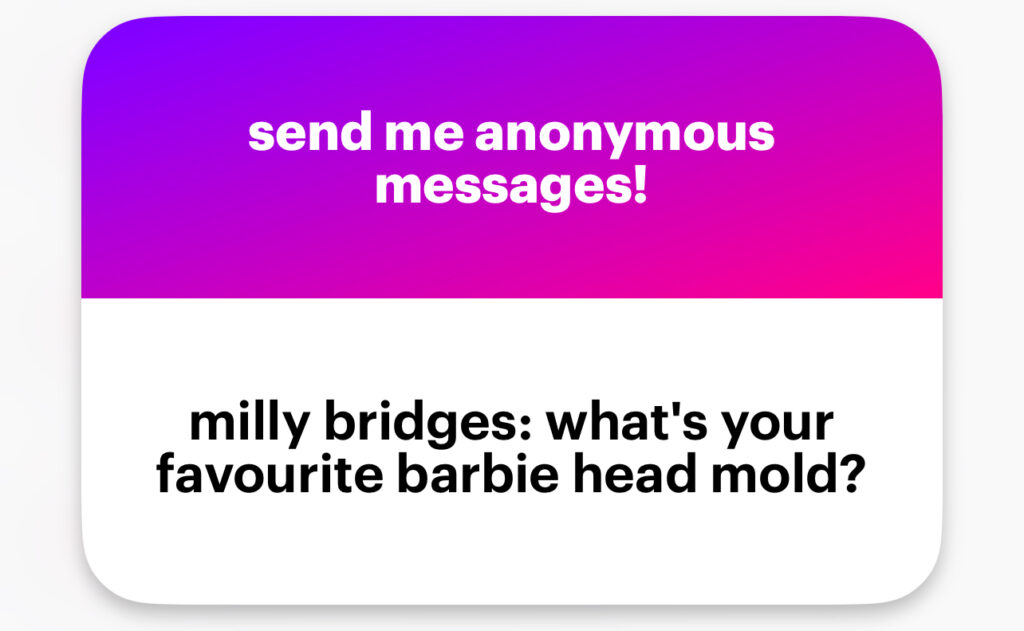 Milly bridges: what’s your favorite barbie head mold?