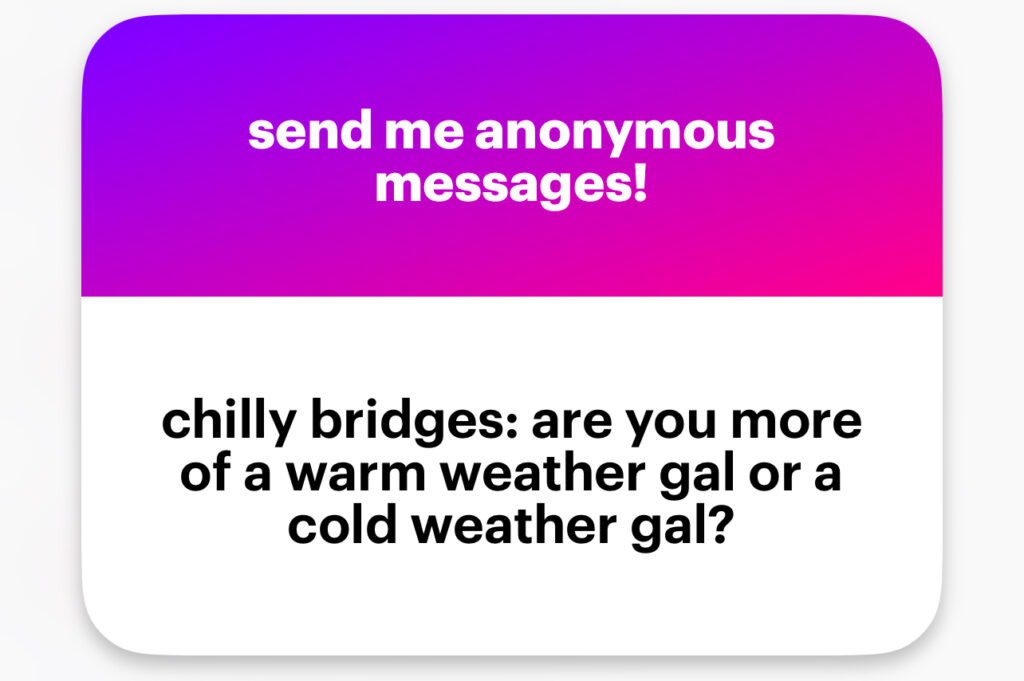 Chilly bridges: are you more of a warm weather gal or a cold weather gal?